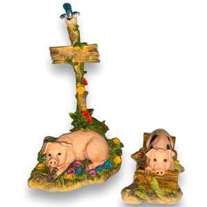 Lowell Davis Pig Figurine Don't Pick the Flowers Not A Sharing Soul Farm Animals